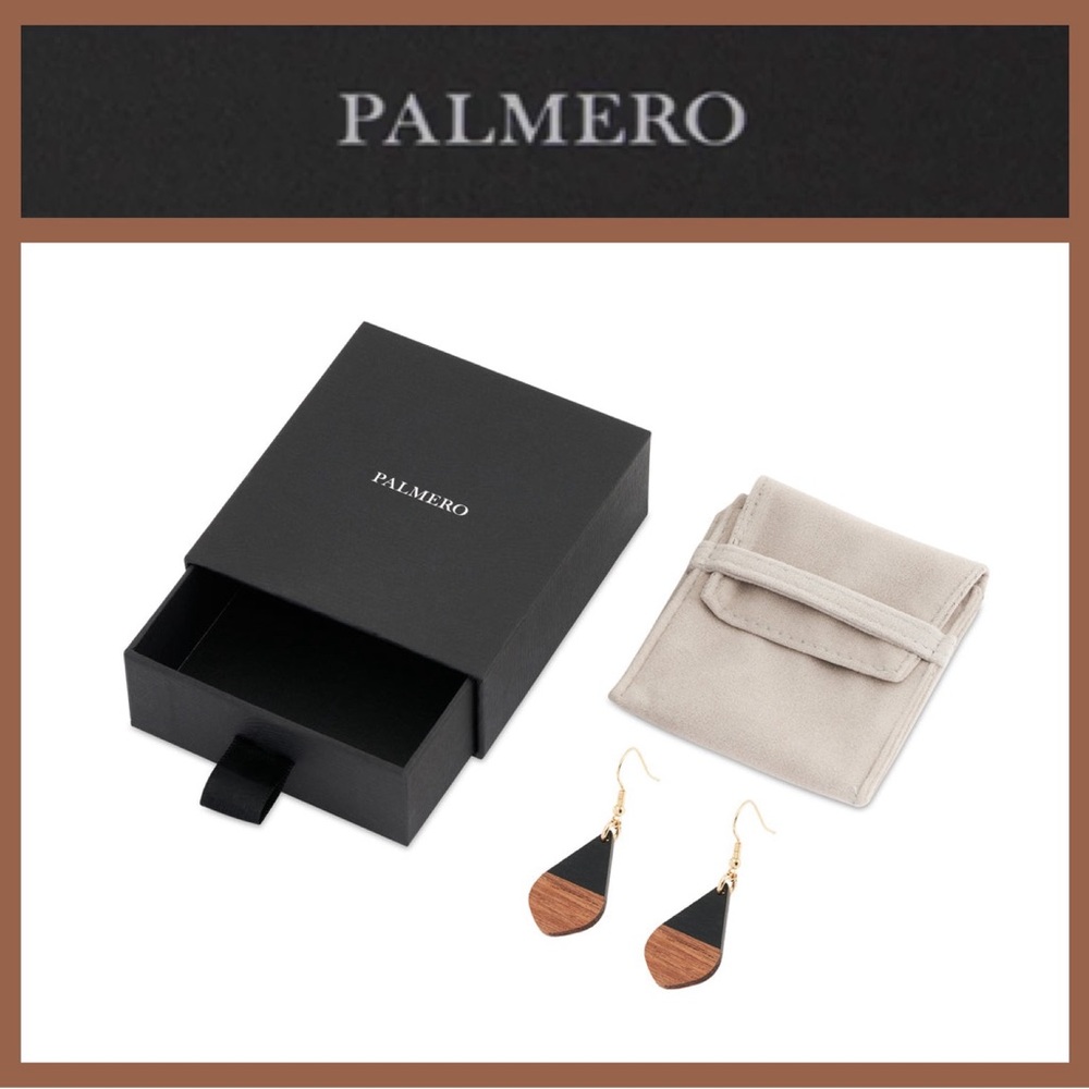 Palmero- Lauma Collection- Jobelle Earrings- Wood & Resin Teardrop 14K Gold pltd